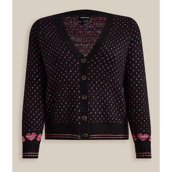 🆕💕 Heart Drop Shoulder Button Front Cardigan Sweater 1 1X 14 16 NWT Torrid New - Picture 3 of 6